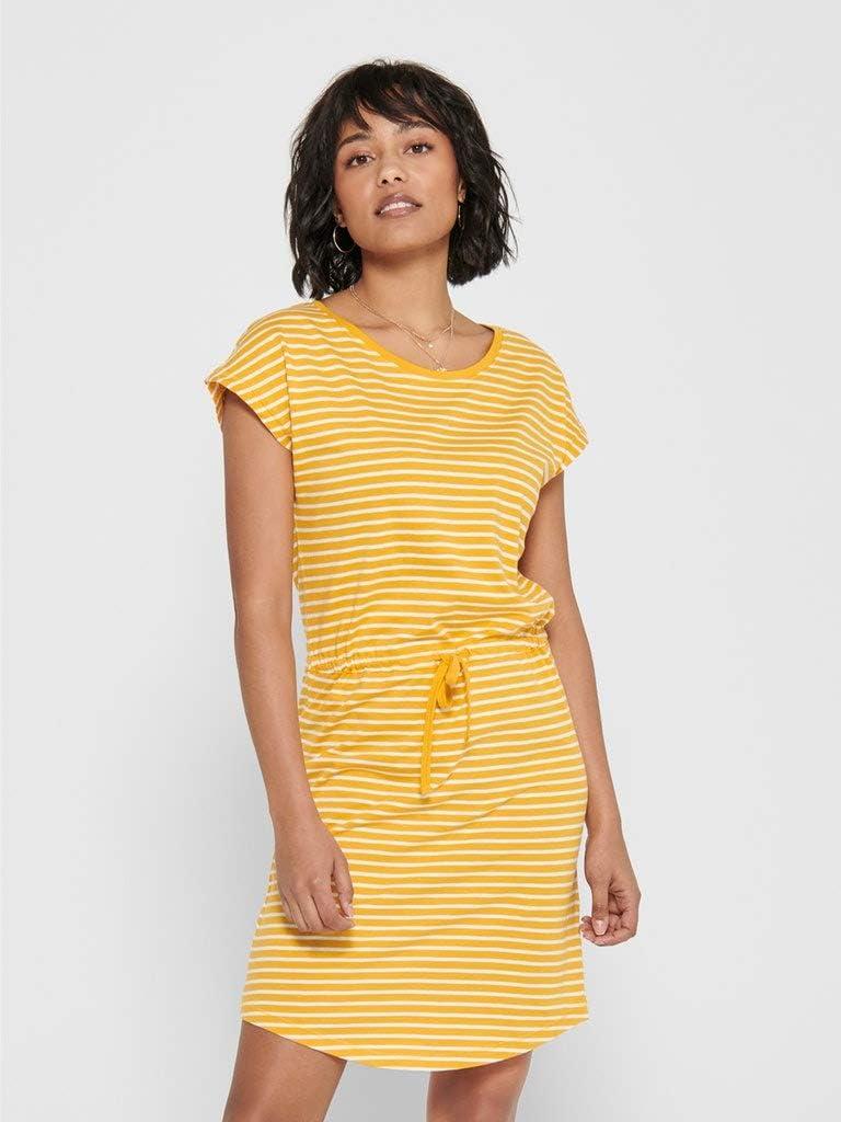 image:imageONLY ONLMAY SS Noos Robe Femme Robe miLongue MarineMango MojitoStripesthin Stripe Cloud Dancer