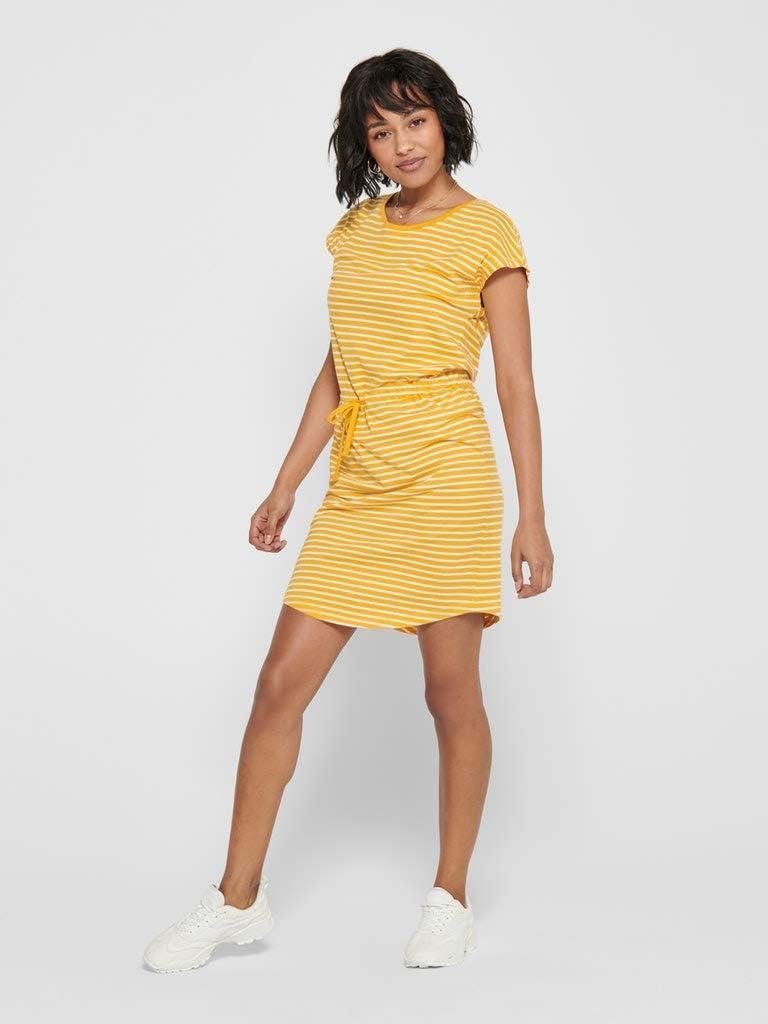 image:imageONLY ONLMAY SS Noos Robe Femme Robe miLongue MarineMango MojitoStripesthin Stripe Cloud Dancer