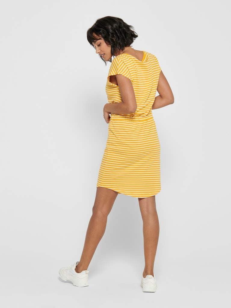 image:imageONLY ONLMAY SS Noos Robe Femme Robe miLongue MarineMango MojitoStripesthin Stripe Cloud Dancer