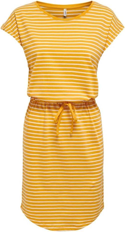 image:imageONLY ONLMAY SS Noos Robe Femme Robe miLongue MarineMango MojitoStripesthin Stripe Cloud Dancer