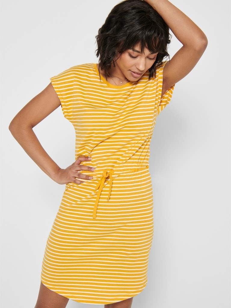image:imageONLY ONLMAY SS Noos Robe Femme Robe miLongue MarineMango MojitoStripesthin Stripe Cloud Dancer