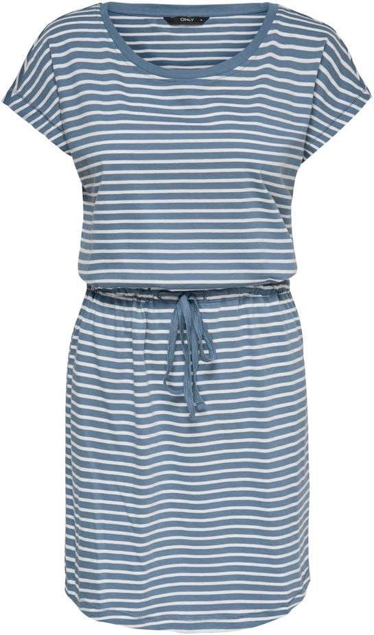 image:imageONLY ONLMAY SS Noos Robe Femme Robe miLongue MarineStripesthin Stripe Cloud Dancer Blue Mirage