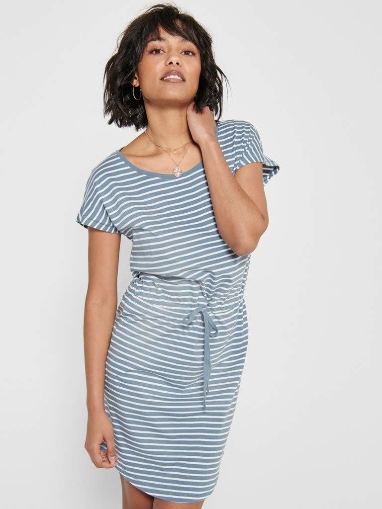 image:imageONLY ONLMAY SS Noos Robe Femme Robe miLongue MarineStripesthin Stripe Cloud Dancer Blue Mirage