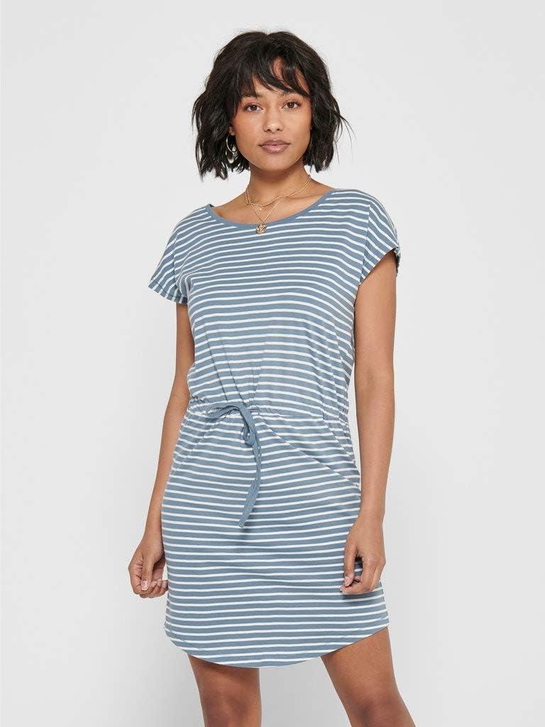 image:imageONLY ONLMAY SS Noos Robe Femme Robe miLongue MarineStripesthin Stripe Cloud Dancer Blue Mirage