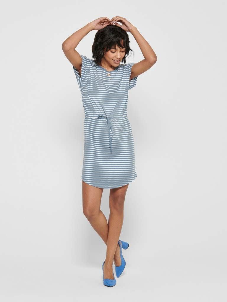 image:imageONLY ONLMAY SS Noos Robe Femme Robe miLongue MarineStripesthin Stripe Cloud Dancer Blue Mirage