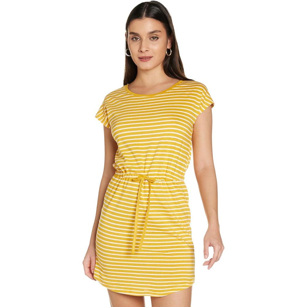image:imageONLY ONLMAY SS Noos Robe Femme Robe miLongue MarineMango MojitoStripesthin Stripe Cloud Dancer