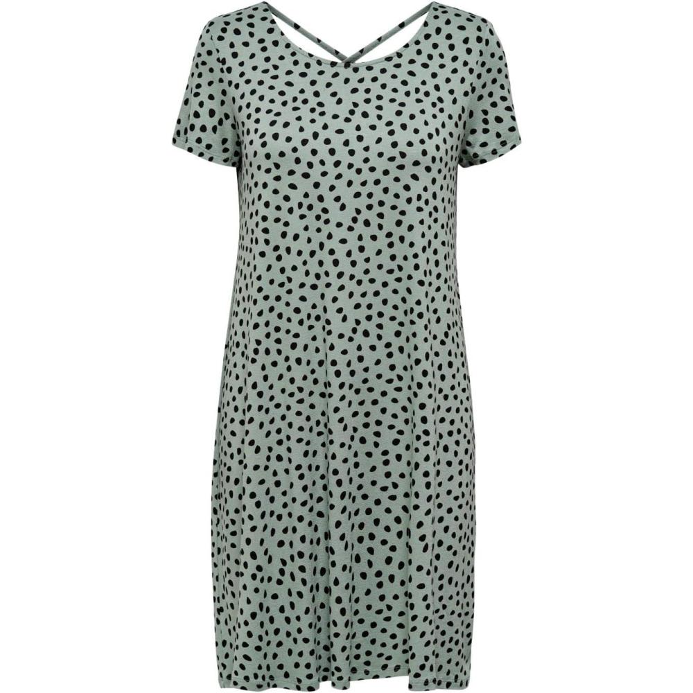 image:imageOnly Onlbera Back Lace Up Robe SS JRS Noos Robe Femme Lot de 1Chinois GreenAopblack Dots