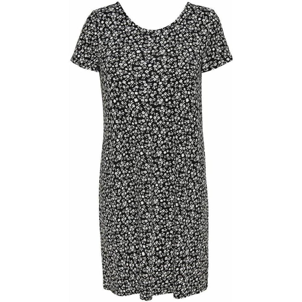 image:imageOnly Onlbera Back Lace Up Robe SS JRS Noos Robe Femme Lot de 1NoirBlanc Fleurs Blanches