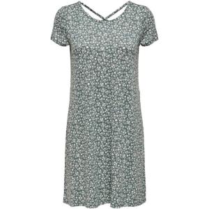 Only Onlbera Back Lace Up Robe S/S JRS Noos Robe Femme (Lot de 1)(Baume Vert / Aop : Fleurs Blanches)