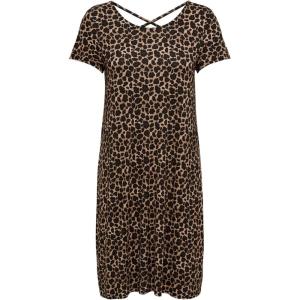 Only Onlbera Back Lace Up Robe S/S JRS Noos Robe Femme (Lot de 1)(Black/Aop:leo Print)