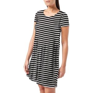 Only Onlbera Back Lace Up Robe S/S JRS Noos Robe Femme (Lot de 1)(Noir (Black Stripes:cloud Dancer))